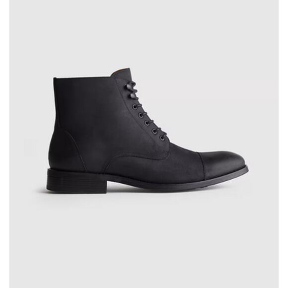 Crafted Leather Cap Toe Lace Up Boot Matte Black Size 9 main image 7